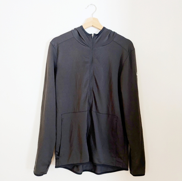 Asics Full Zip Hoodie w/ Thumb Holes Small Running Jacket w/ Pockets Windbreaker - Picture 1 of 5